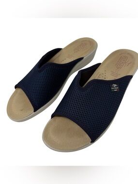 Fly Flot Slide Sandals Womens 39 US size 8 Navy Blue Mesh Orthopedic Italy Shoes